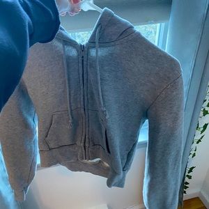 Brandy cropped hoodie zip up grey